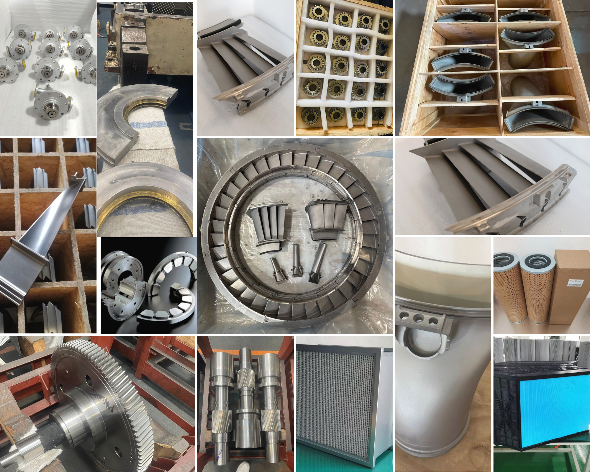 Gas turbine parts collage